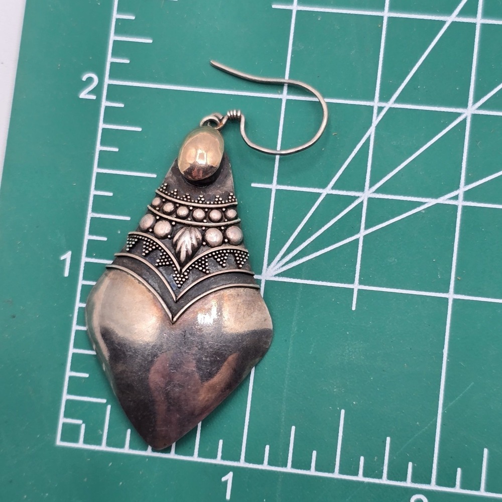 Stunning Vtg Sterling & 18k Gold Accent Handmade Earrings Western Boho - Picture 7 of 8